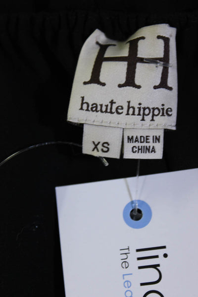 Haute Hippie Women's Studs Halter Neck Blouse Silk Black Size XS