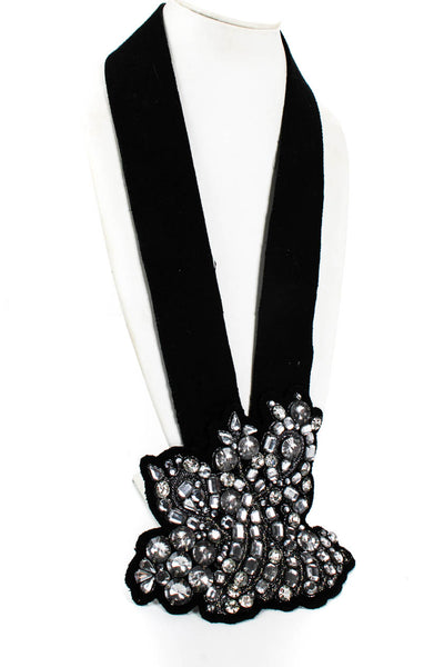 Vera Wang Womens Felt Crystal Bib Necklace