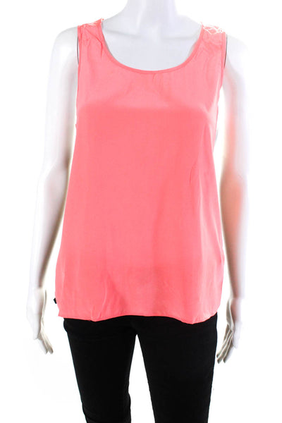 Parker Womens Scoop Neck Colorblock Tank Top Black Pink White Silk Size Small
