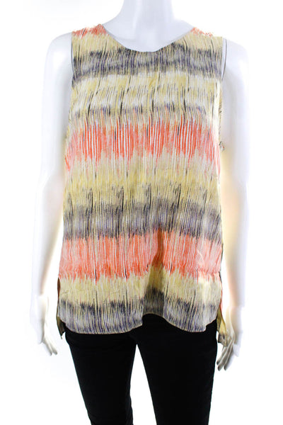 Parker Womens Scoop Neck Abstract Silk Printed Tank Top Yellow Orange Size Small