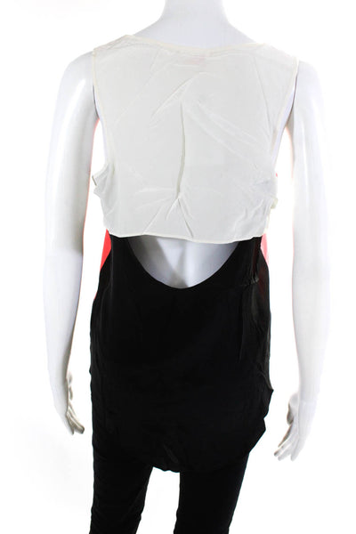 Parker Womens Scoop Neck Colorblock Silk Tank Top Black Pink White Size Small