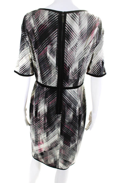 Vince Camuto Womens Back Zip Striped Sheath Dress Gray Black Pink Size 10