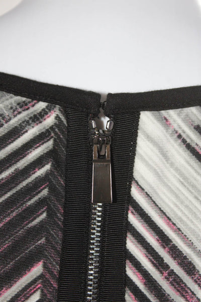 Vince Camuto Womens Back Zip Striped Sheath Dress Gray Black Pink Size 10