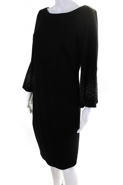 Calvin Klein Womens Back Zip Rhinestone Flare Shift Dress Black Size 12