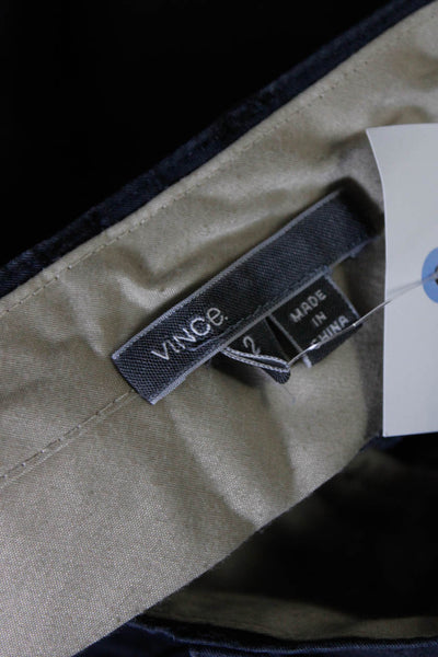 Vince Womens Zipper Fly Mid Rise Slim Cut Trouser Pants Blue Cotton Size 2