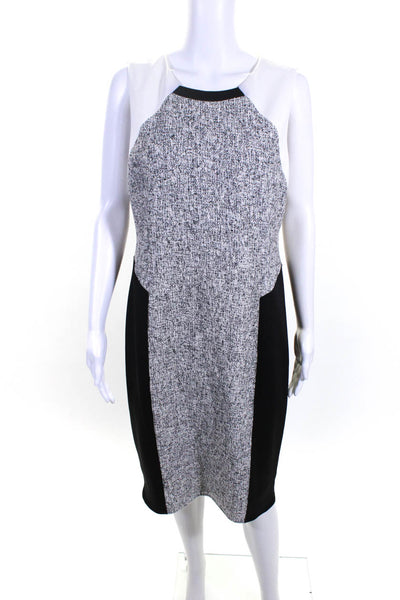 Tahari Women's Sleeveless Colorblock Lined Sheath Dress White/Black Size 12