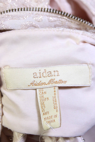 Aidan Aidan Mattox Women's Metallic Halter Neck High-Low Gown Pink Size 4