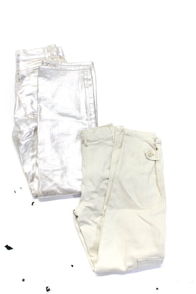 Zara Women's High Waist Five Pockets Straight Leg Pant Silver Size 0 Lot 2