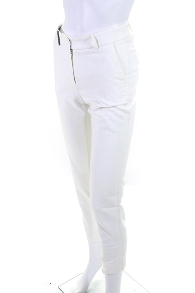 Peserico Women's Mid Rise Slim Fit Straight Leg Trousers White Size 38