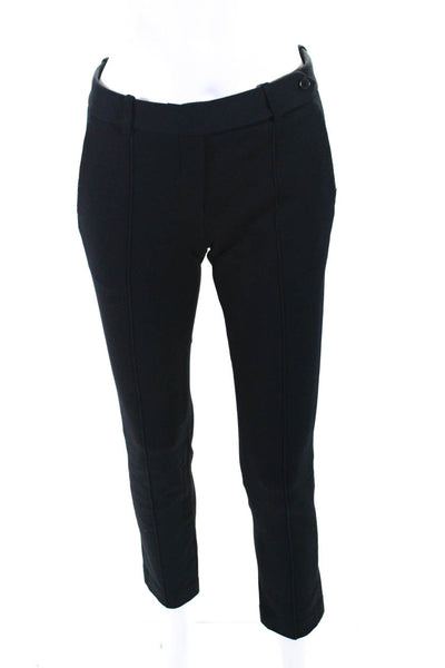 Theory Women's Mid Rise Pleated Slim Fit Straight Leg Trousers Navy Size 0