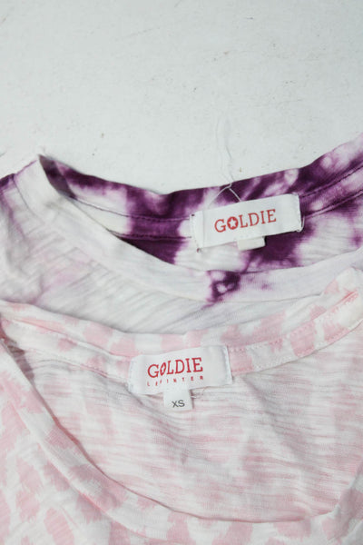 Goldie Womens Cotton Animal Tie Dye Print Short Sleeve Tops Pink Size XS Lot 2