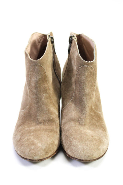 Club Monaco Womens Suede Hooden High Heel Ankle Boots Beige Size 36.5 6.5