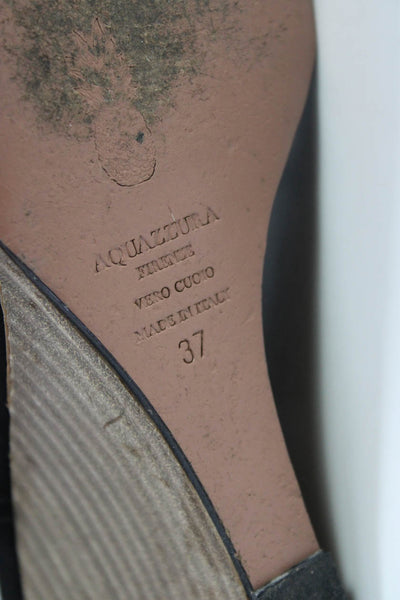 Aquazzura Womens Suede Lace Up Open Toe Wedges Sandals Black Size 37 7