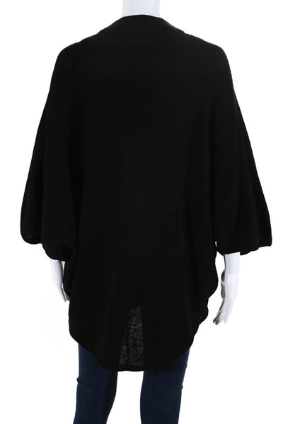 Carolyn Eve Womens Button Front 3/4 Sleeve Cardigan Sweater Black Size Medium