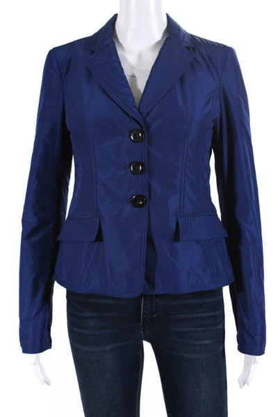 Armani Collezioni Womens Long Sleeve Waterproof Blazer Jacket Royal Blue Size 4