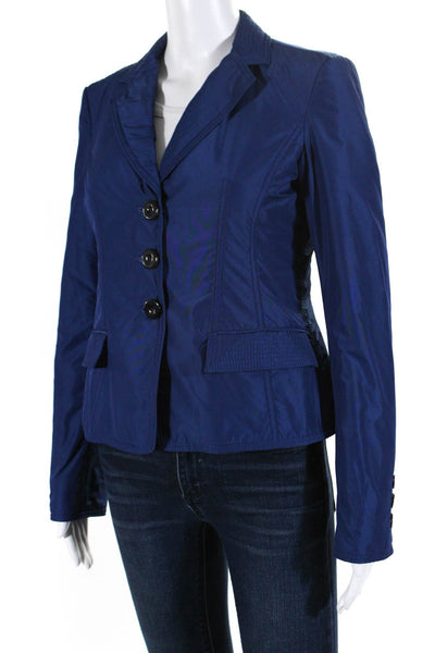 Armani Collezioni Womens Long Sleeve Waterproof Blazer Jacket Royal Blue Size 4