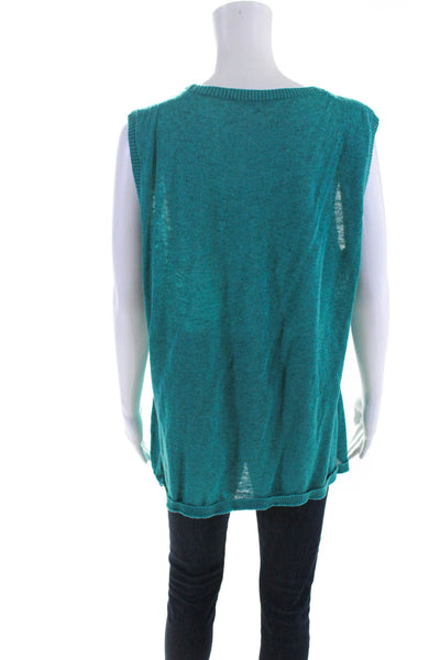 Lafayette 148 New York Womens Crew Neck Knit Tank Top Turquoise Size 2X