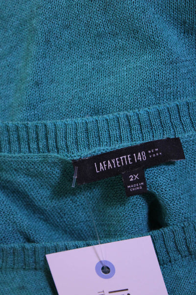 Lafayette 148 New York Womens Crew Neck Knit Tank Top Turquoise Size 2X