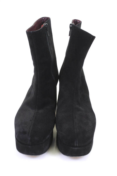 Staud Womens Suede Zippered Platform Block Heeled Ankle Sock Boots Black Size 9