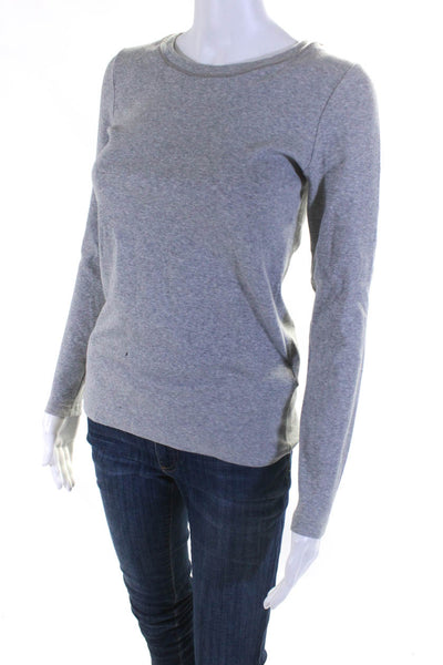 Peter Elliot Women's Cotton Long Sleeve Crewneck Knit Top Gray Size 42