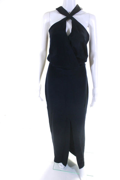 Cushnie Et Ochs Women's Silk Halter Neck Sheath Dress Navy Size 4