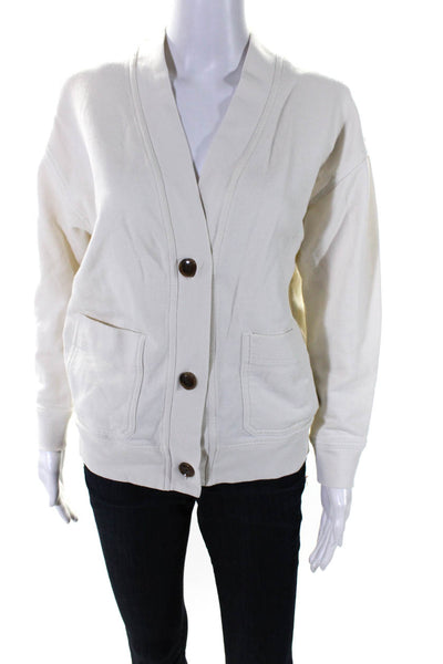 Vince Women's Long Sleeves Button Up Cardigan Sweater Off White Size XXS
