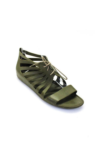 Givenchy Womens Open Toe Rubber Lace Up Gladiator Sandals Army Green Size 9