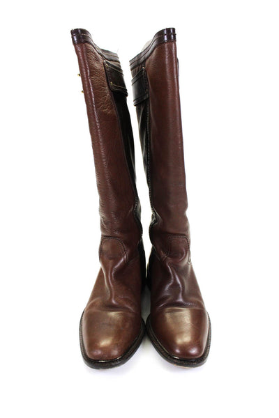 Coach Women's Leather Buckle Knee High Riding Boots Brown Size 7