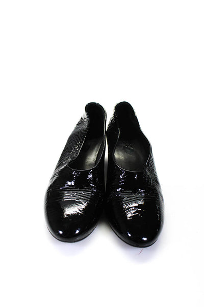 Marsell Womens Patent Leather Round Toe Low Top Block Heeled Shoes Black Size 5