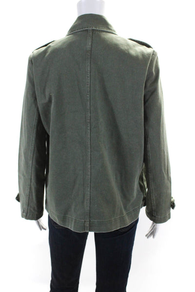 Le Superbe Womens Double Breasted Notched Collar Jacket Olive Green Size Small