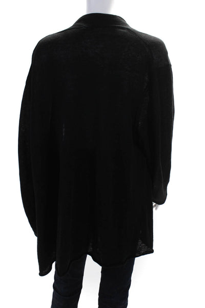 Lafayette 148 New York Womens Open Front Linen Cardigan Sweater Black Size 2X