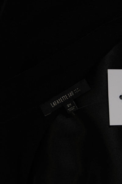 Lafayette 148 New York Womens Open Front Cardigan Sweater Black Wool Silk 2X