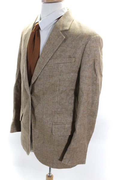 Lanificio Mens Linen Textured Darted Buttoned Collared Blazer Brown Size EUR36