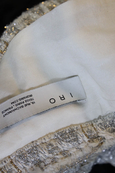 IRO Womens Cotton Metallic Striped Woven Open Front Blazer Silver Size EUR34
