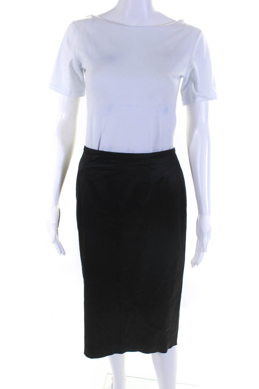 Adrianna Papell Women s Satin Knee Length Pencil Skirt Black Size