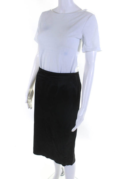 Adrianna Papell Women's Satin Knee Length Pencil Skirt Black Size 6