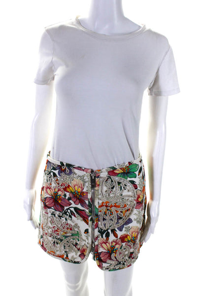 Isabel Marant Women's Embroidered Zip Front Floral Mini Skirt Multicolor Size 38