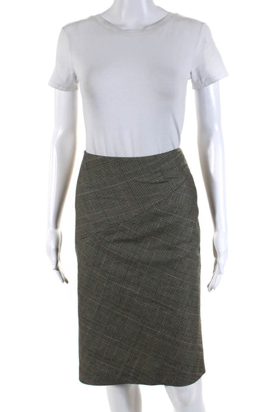 DKNY Womens Plaid Knee Length Pencil Skirt Multi Colored Wool Size  2
