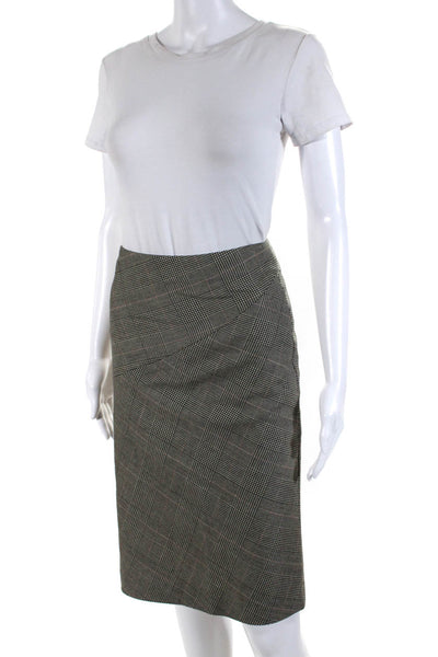 DKNY Womens Plaid Knee Length Pencil Skirt Multi Colored Wool Size  2