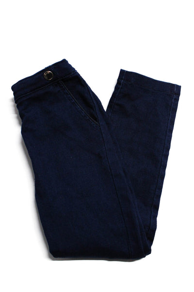 Jacadi Womens Cotton Buttoned Elastic Waist Skinny Leg Jeans Blue Size 6