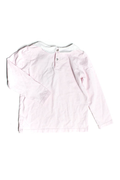 Jacadi Girls Cotton Collared Back Buttoned Long Sleeve Blouse Pink Size 6