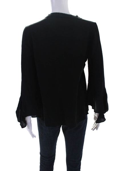 Kobi Halperin Women's Silk Long Sleeve Keyhole Blouse Black Size S