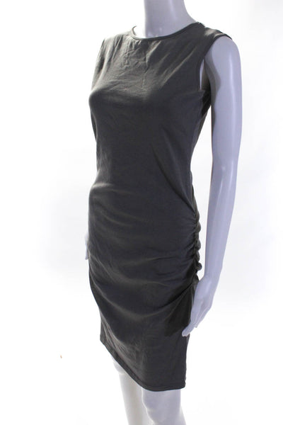 Jarbo Womens Cotton Ruched Waist Sleeveless Knee Length Tank Dress Gray Size 36