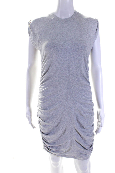 Athleta Womens Cotton Ruched Sleeveless Bodycon Shirt Dress Heather Gray Size S