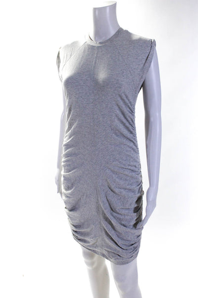 Athleta Womens Cotton Ruched Sleeveless Bodycon Shirt Dress Heather Gray Size S