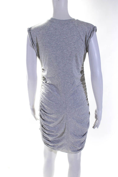 Athleta Womens Cotton Ruched Sleeveless Bodycon Shirt Dress Heather Gray Size S