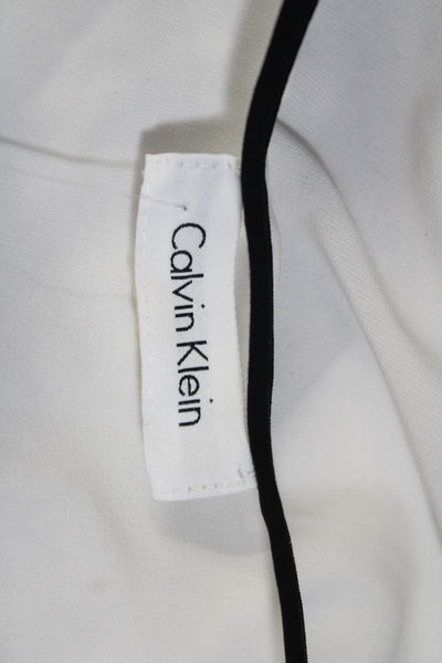 Calvin Klein Women's Sleeveless V-Neck Contrast Trim Blouse White Size S