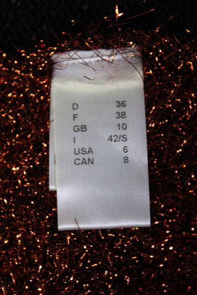 Ottod Ame Women's V-Neck Button Down Tinsel Cardigan Brown/Orange Size 6