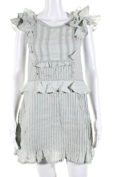For Love & Lemons Women's Sleeveless Ruffle Mini Dress Mint Size S