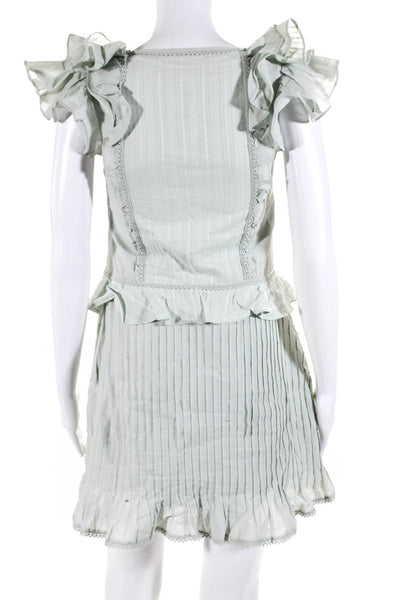 For Love & Lemons Women's Sleeveless Ruffle Mini Dress Mint Size S